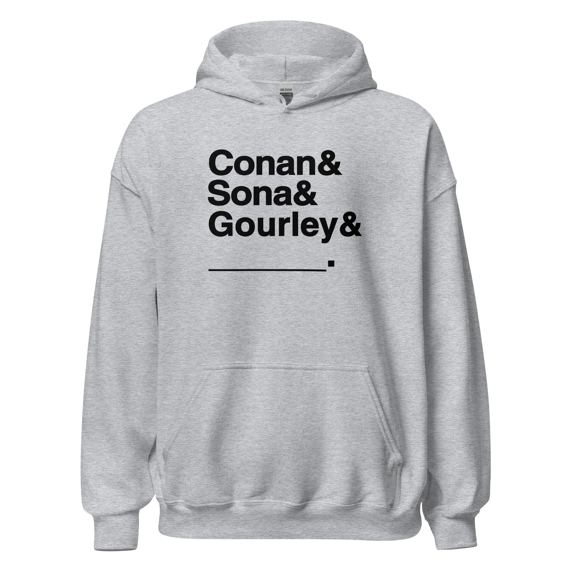 Conan O'Brien Needs A Friend: Conan & Sona & Gourley & You Hoodie (White/Light Grey) - Image 2