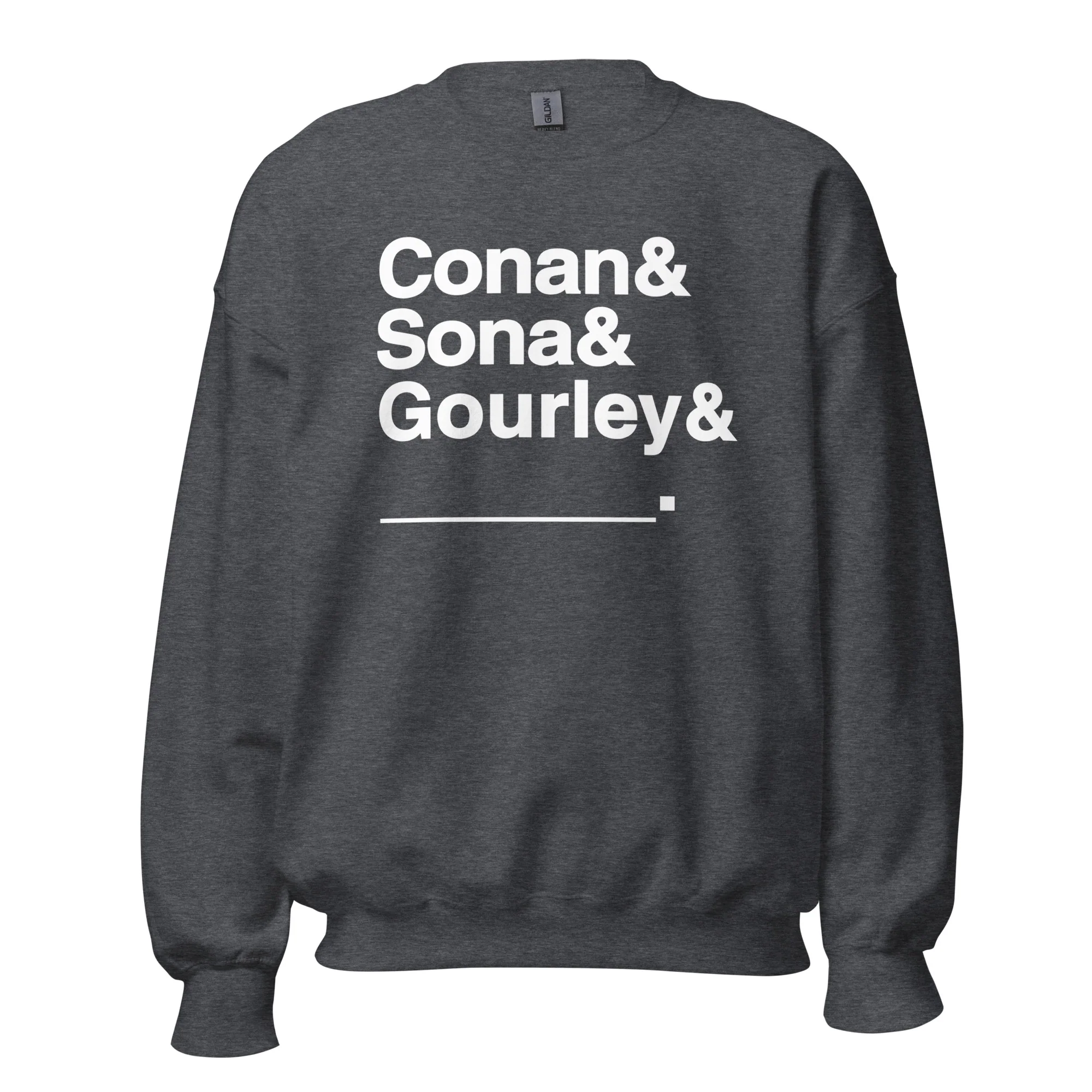 Conan O'Brien Needs A Friend: Conan & Sona & Gourley & You Sweatshirt (Black/Grey/Pink) - Image 3