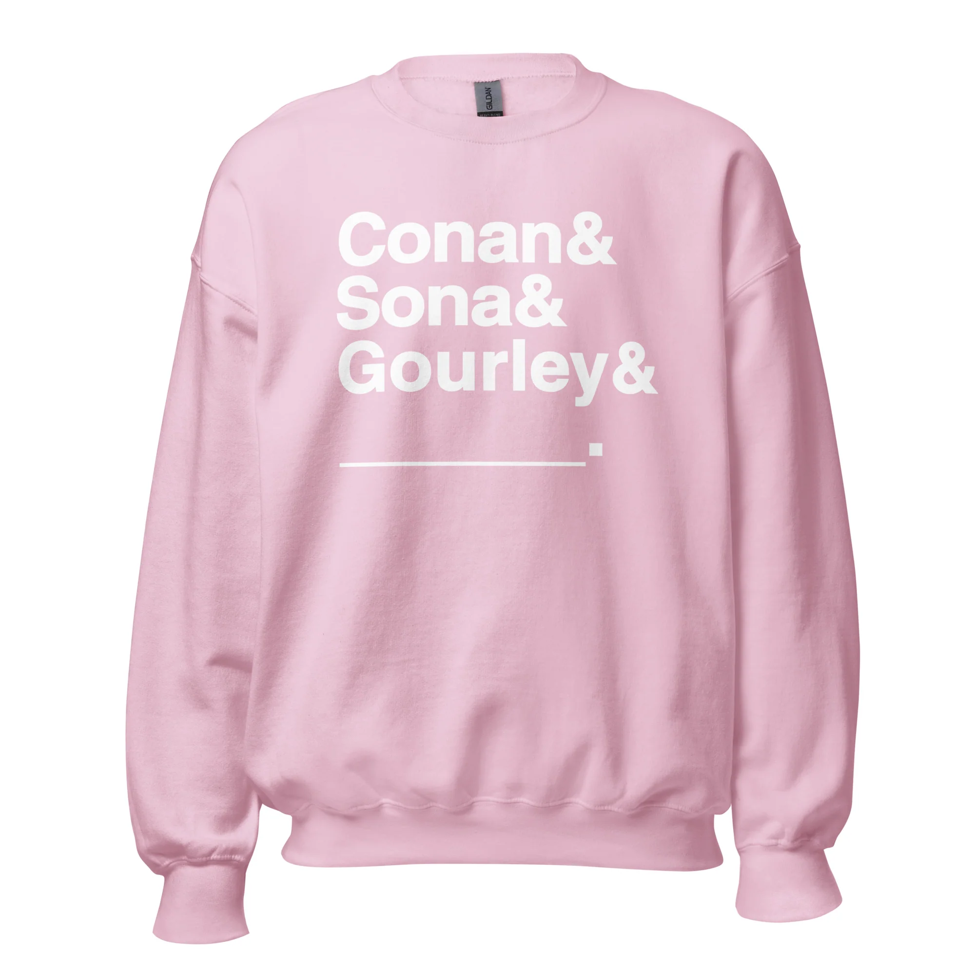 Conan O'Brien Needs A Friend: Conan & Sona & Gourley & You Sweatshirt (Black/Grey/Pink) - Image 5