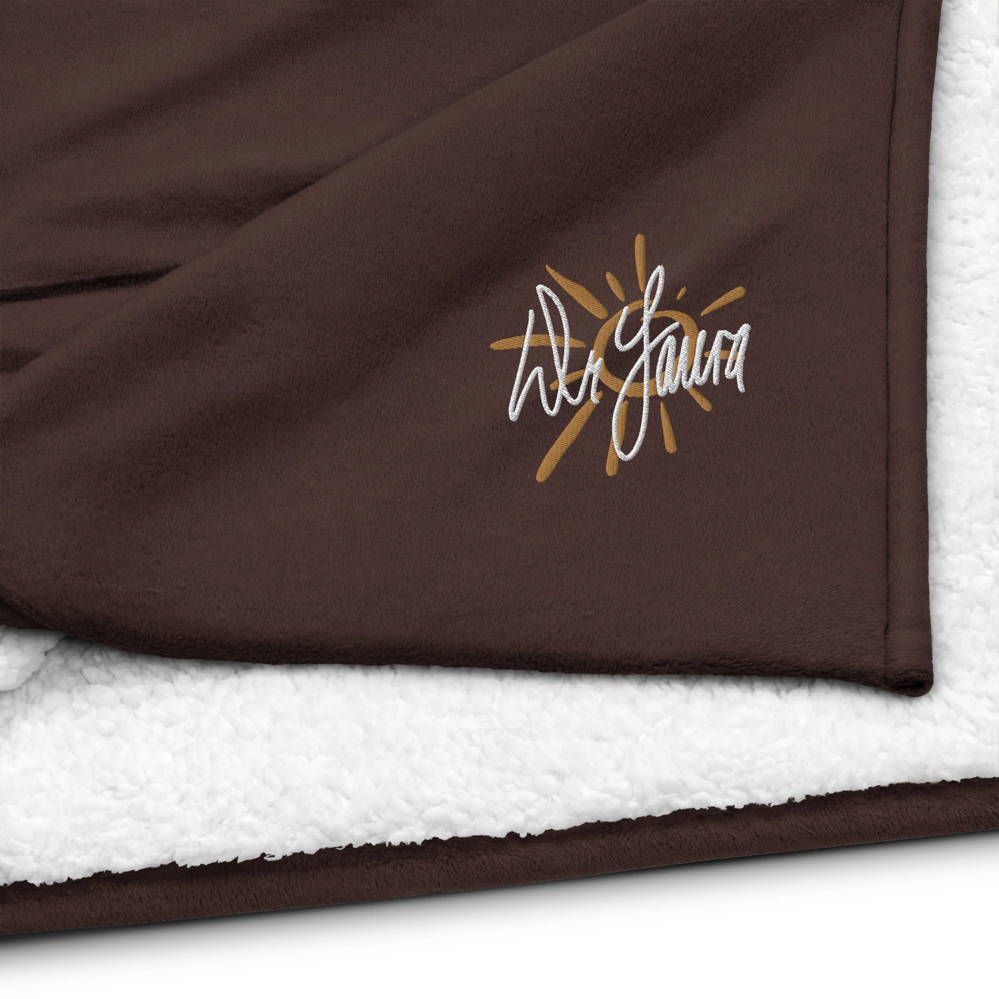 Dr. Laura: Embroidered Sherpa Blanket - Image 4