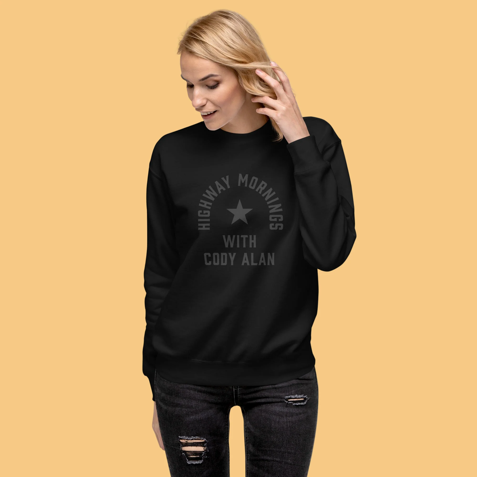 Highway Mornings with Cody Alan: Black On Black Sweatshirt - Image 2