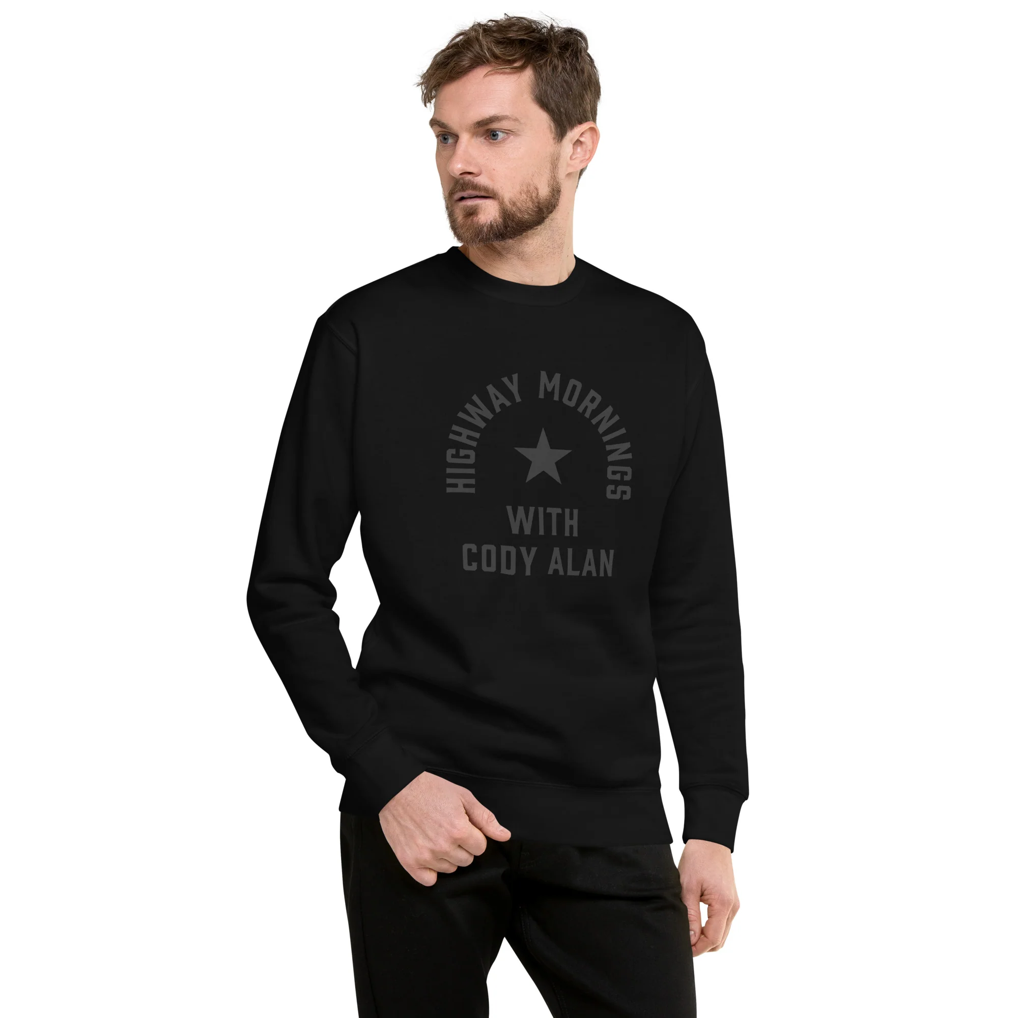 Highway Mornings with Cody Alan: Black On Black Sweatshirt - Image 3