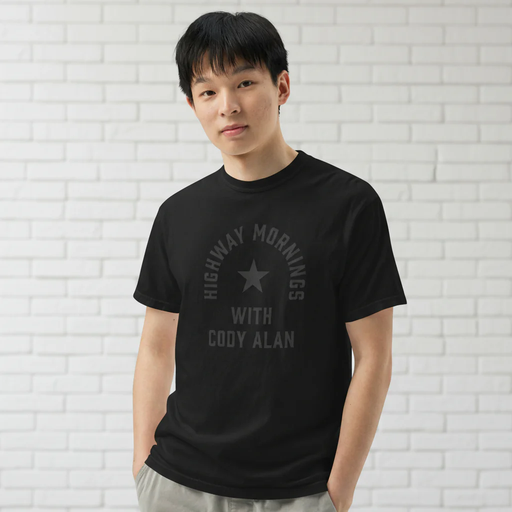Highway Mornings with Cody Alan: Black On Black Heavyweight T-shirt - Image 2