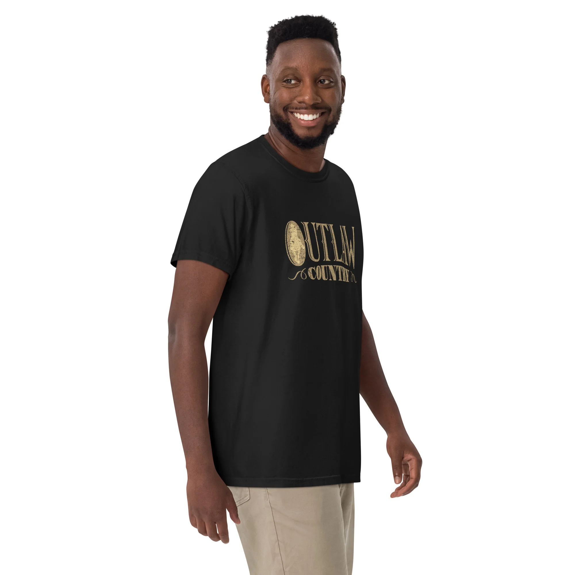 Outlaw Country: Black Heavyweight T-shirt - Image 4