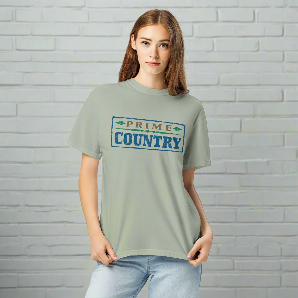 Prime Country: Green Heavyweight T-shirt - Image 2