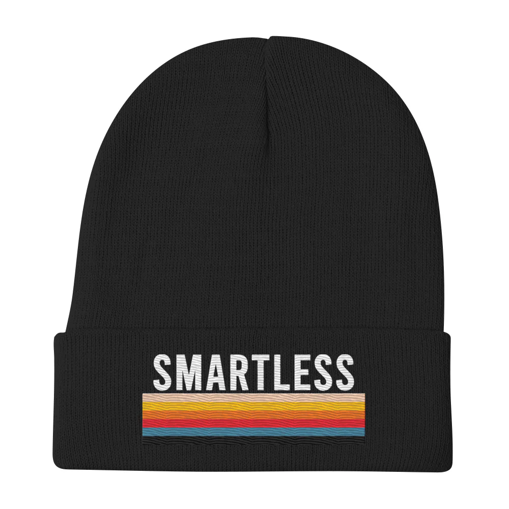 SmartLess: Black Embroidered Beanie - Image 2