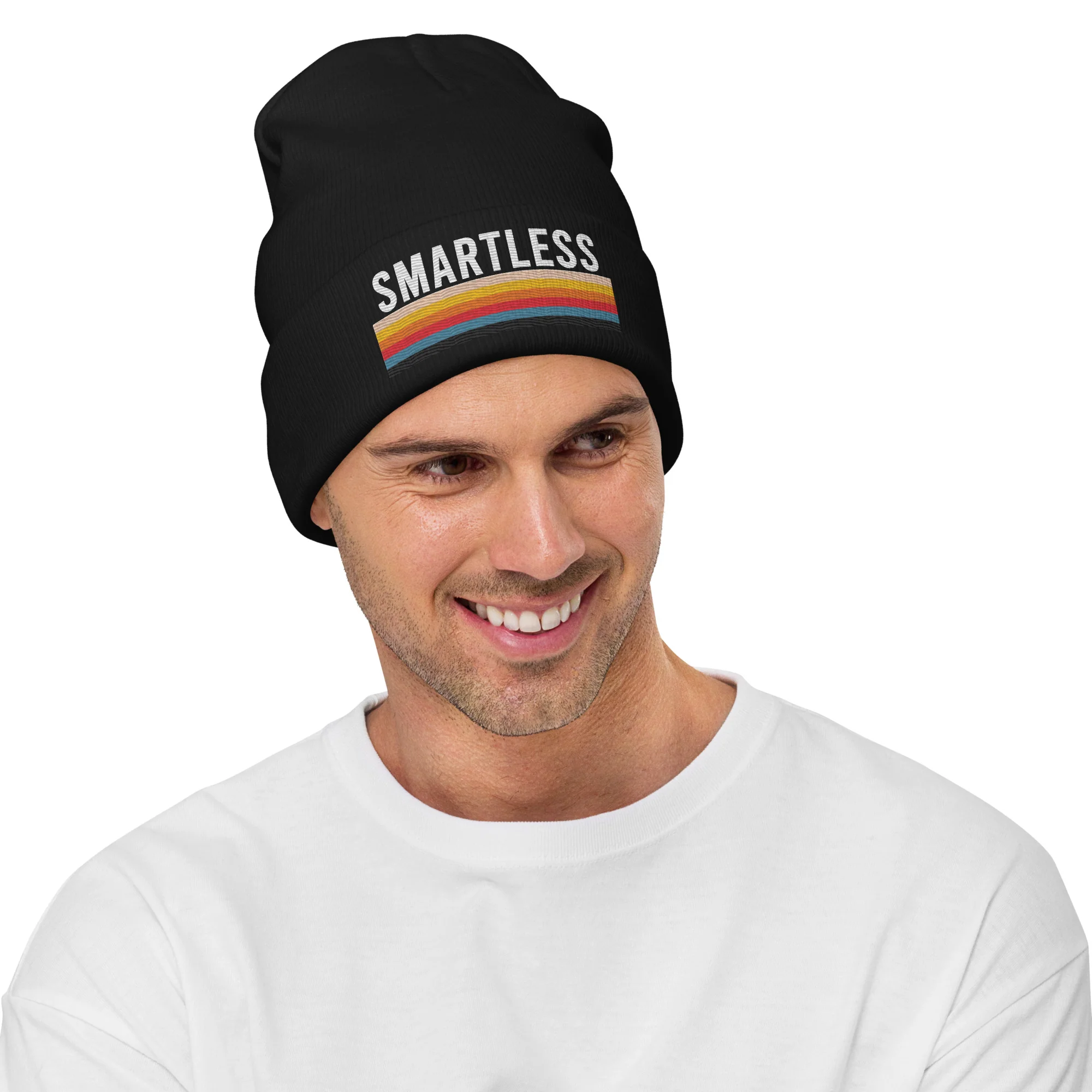 SmartLess: Black Embroidered Beanie - Image 3