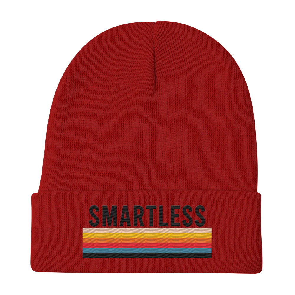 SmartLess: Red Embroidered Beanie - Image 2