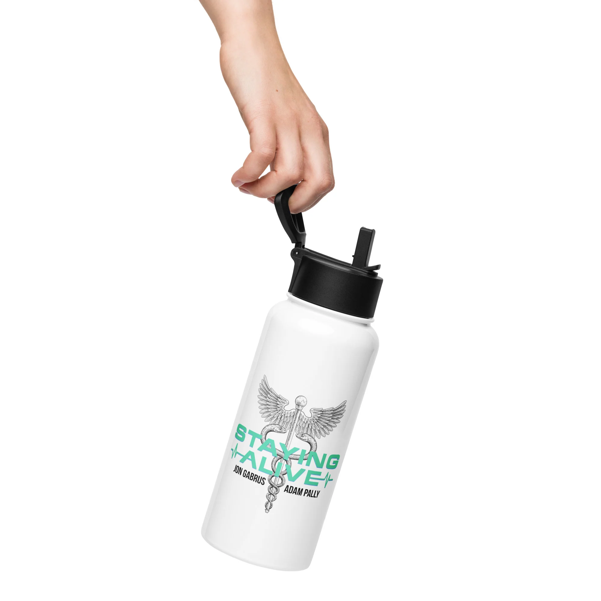 Staying Alive: Stainless Bottle with Straw Lid - Image 4