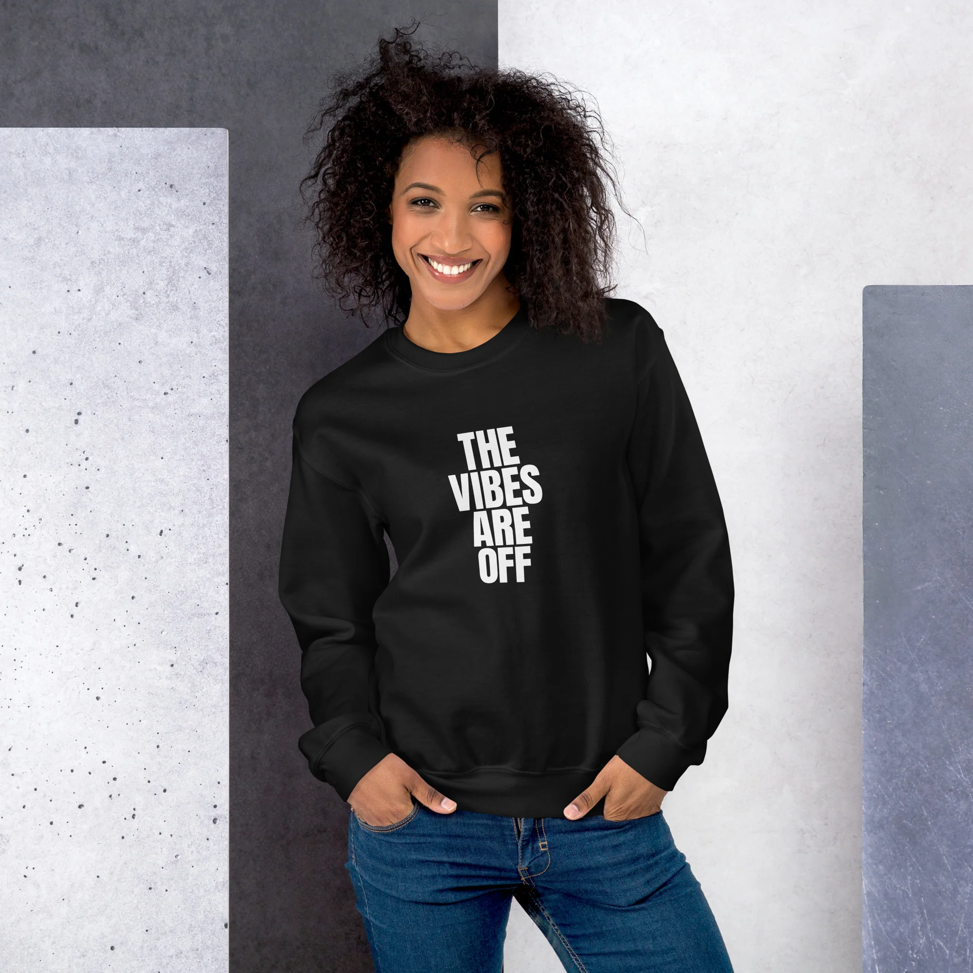 Vibe Check: The Vibes Are Off Black Sweatshirt - Image 4